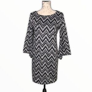 Emma & Michele Chevron Print Bell Sleeve Dress